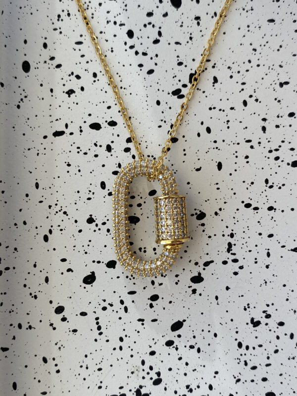 Gold Pave Loop Clasp Necklace