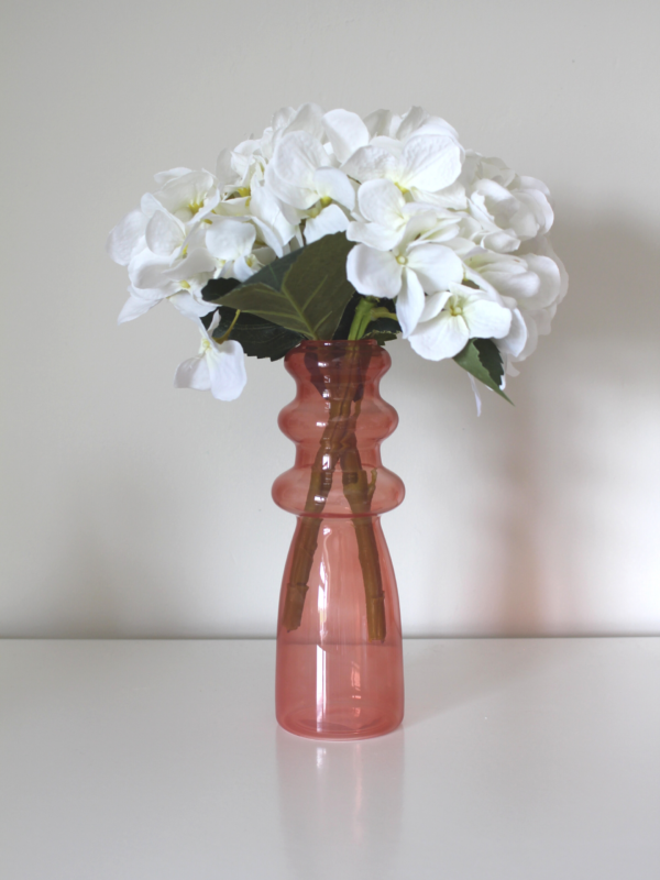 Dusty Coral Ribbed Glass Vase