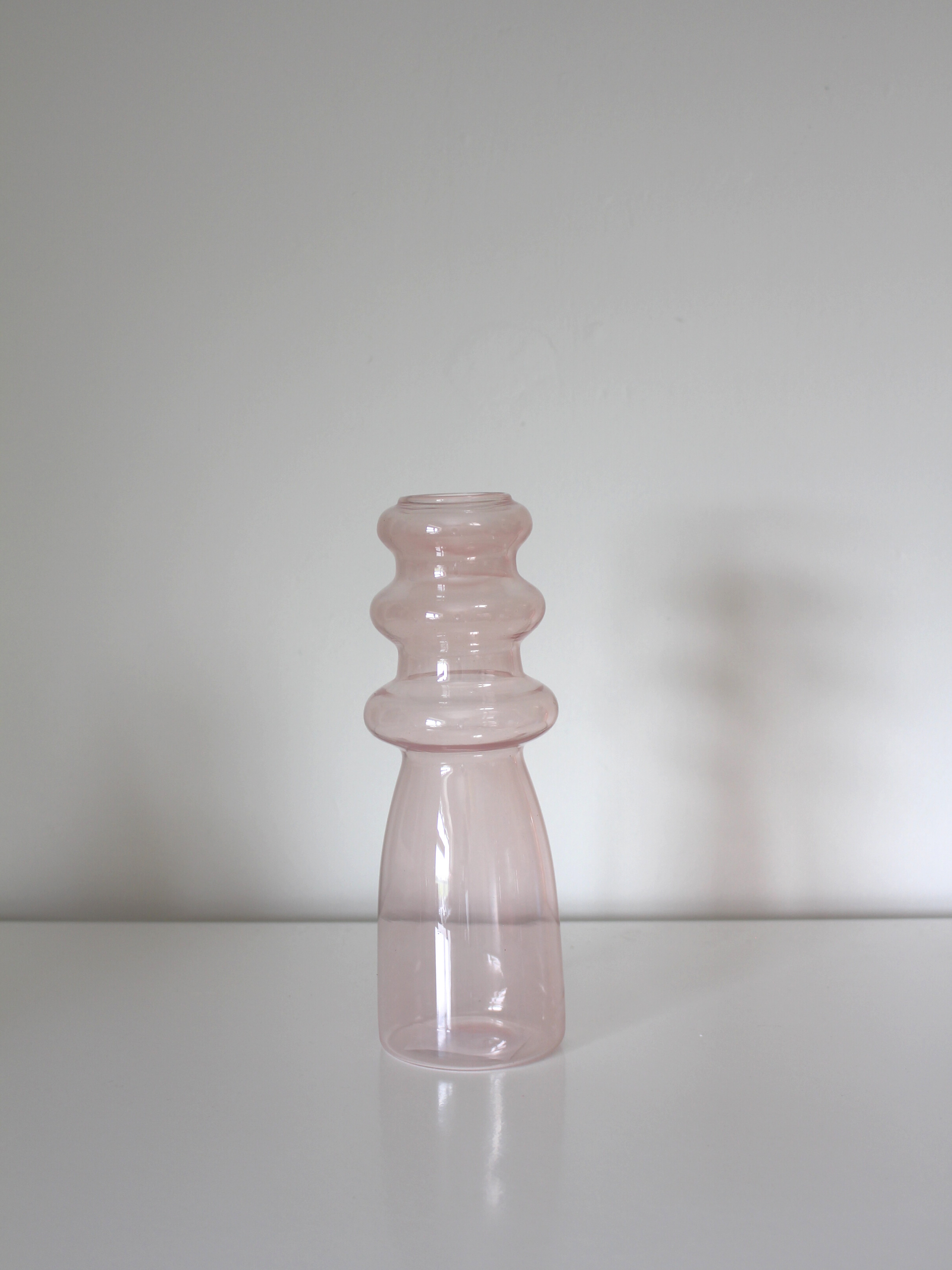 Pink Ribbed Glass Vase