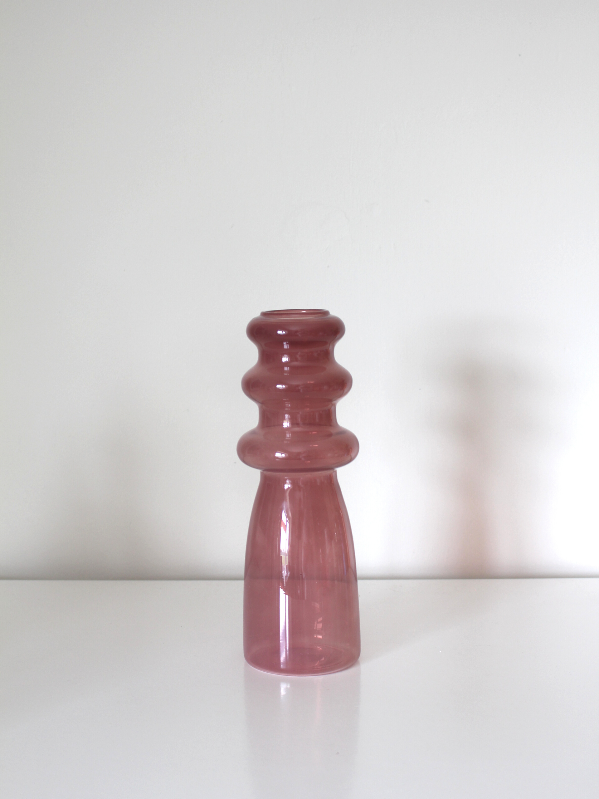Dusty Rose Ribbed Glass Vase